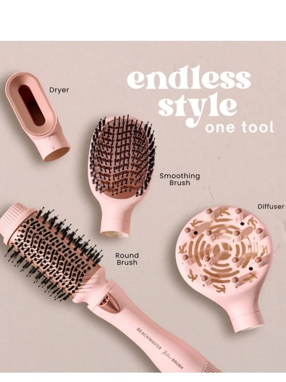 Beachwaver Pink 4-in-1 Women’s Hot Air Styling Brush